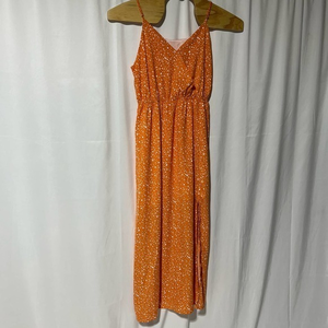 NWOT MAXI Dress Women's Orange Large Strappy Sundress‎ V Neck Long    15